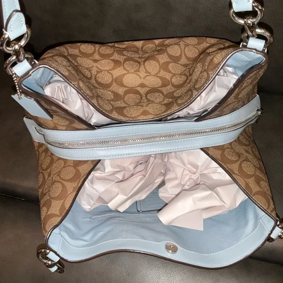 Coach Hallie Shoulder Hobo Bag in Signature Canvas - Picture 9 of 15
